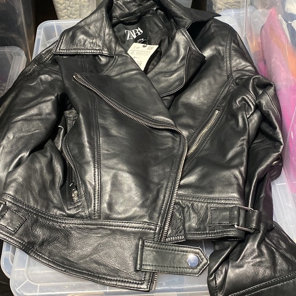 Zara  cropped genuine leather jacket LIMITED EDITION - Picture 11 of 12